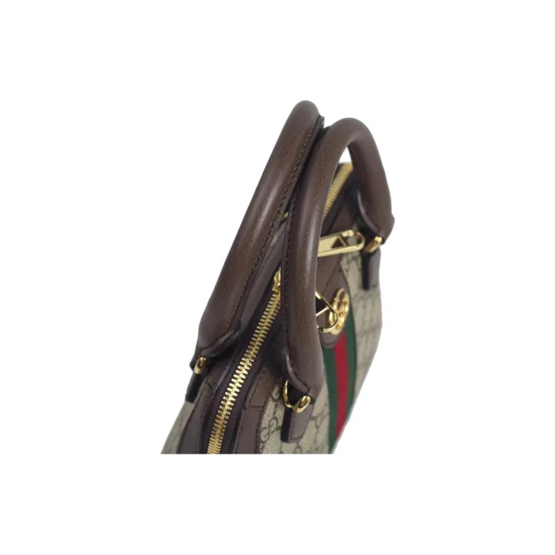 GUCCI Ophidia Canvas With Leather Binding One Shoulder Crossbody Canvas Bag, Handbag Mini Women's Brown-2
