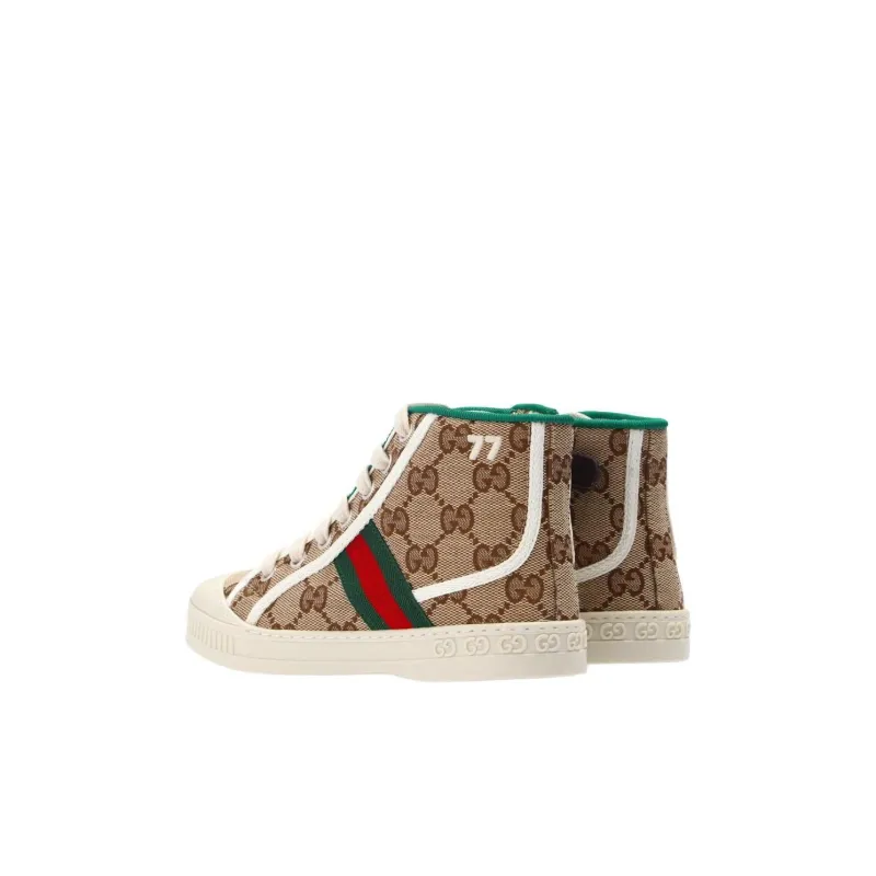 GUCCI Tennis 1977 High Top Kids' Skateboarding Shoes Beige Brown Kids'-3