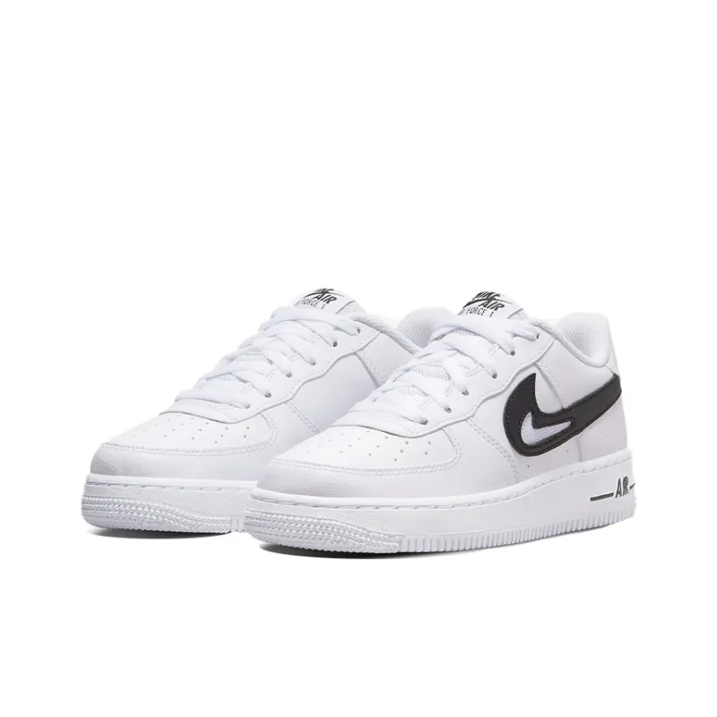 Nike Air Force 1 Low Cut Out Swoosh White Black GS-2