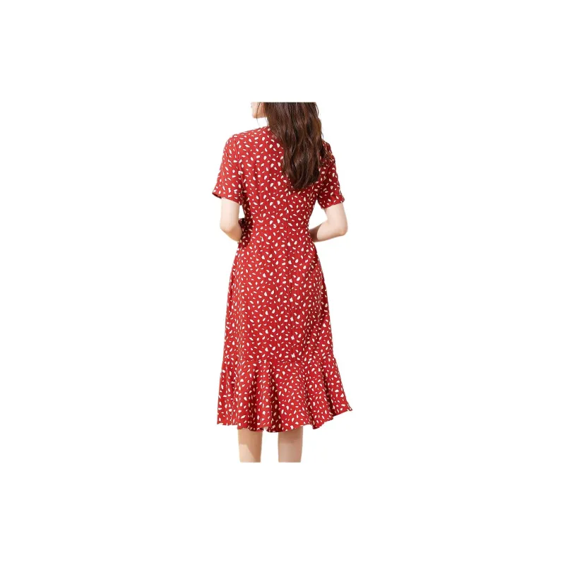 Mo Han Yi Mei Short Sleeved Dress Women's Red-2