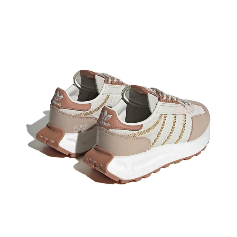 Adidas Originals Abrasion Resistant Slip Resistant Low Top Sports Casual Shoes White Pink Gold Teenagers-4