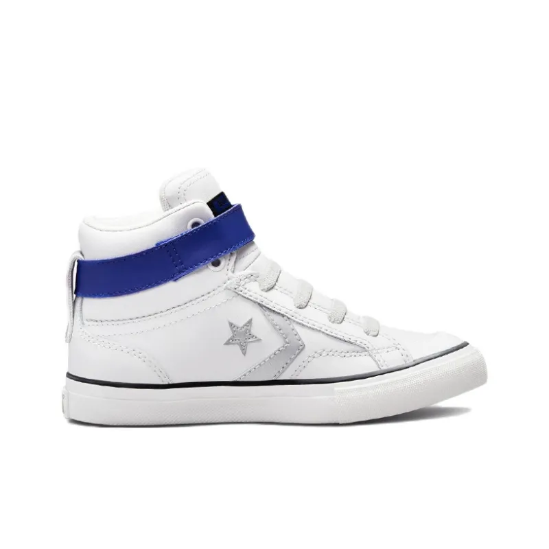Converse Pro Blaze Strap Anti Slip Wear Resistant High Top Skateboard Shoes Silver Gray Teenagers-1