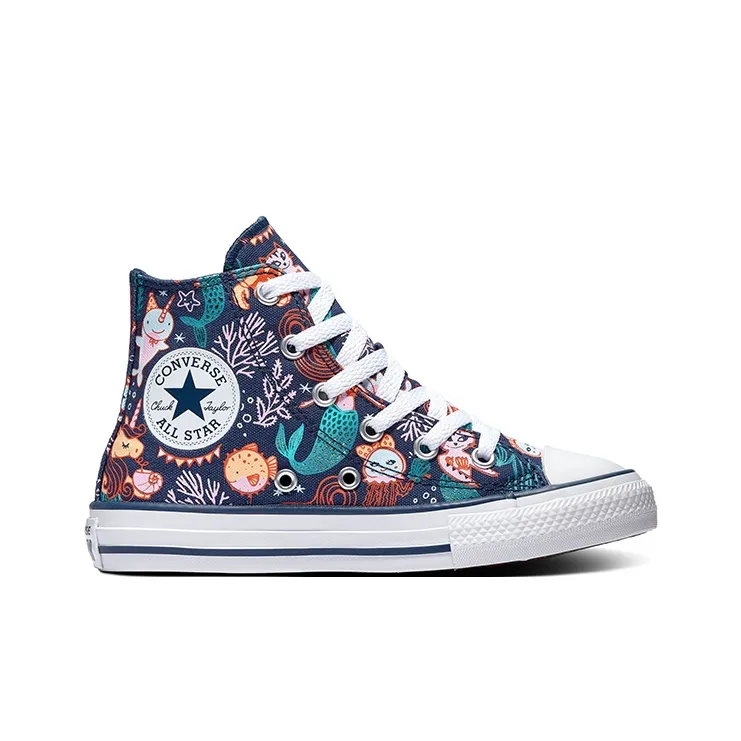 Converse Chuck Taylor All Star Slip Resistant Cushioning Wear Resistant High Top Kids Canvas Shoes Blue Teenagers-1