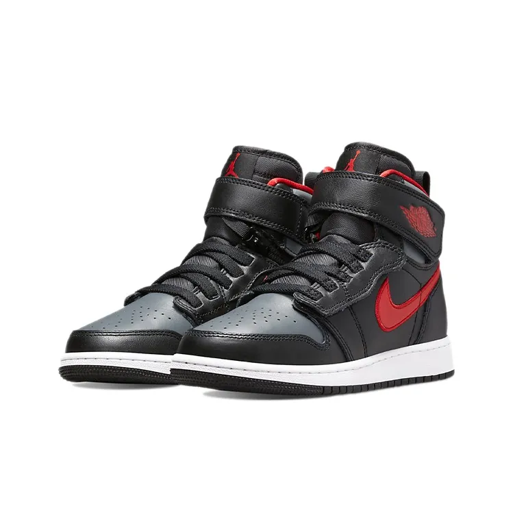 Jordan 1 High FlyEase Black Gym Red Smoke Grey GS-2