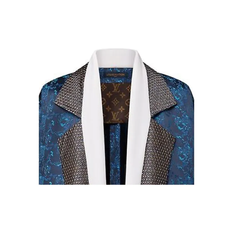 LOUIS VUITTON Embroidered Trim Abstract Jacquard Robe Jacket-4