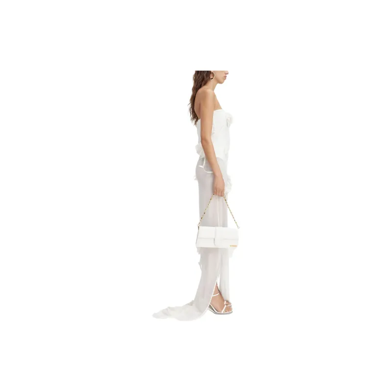 Jacquemus SS24 Le Mariage Collection Bustier Maxi Dress With Embroidered Flowers Sleeveless Dress Women's White/White-3