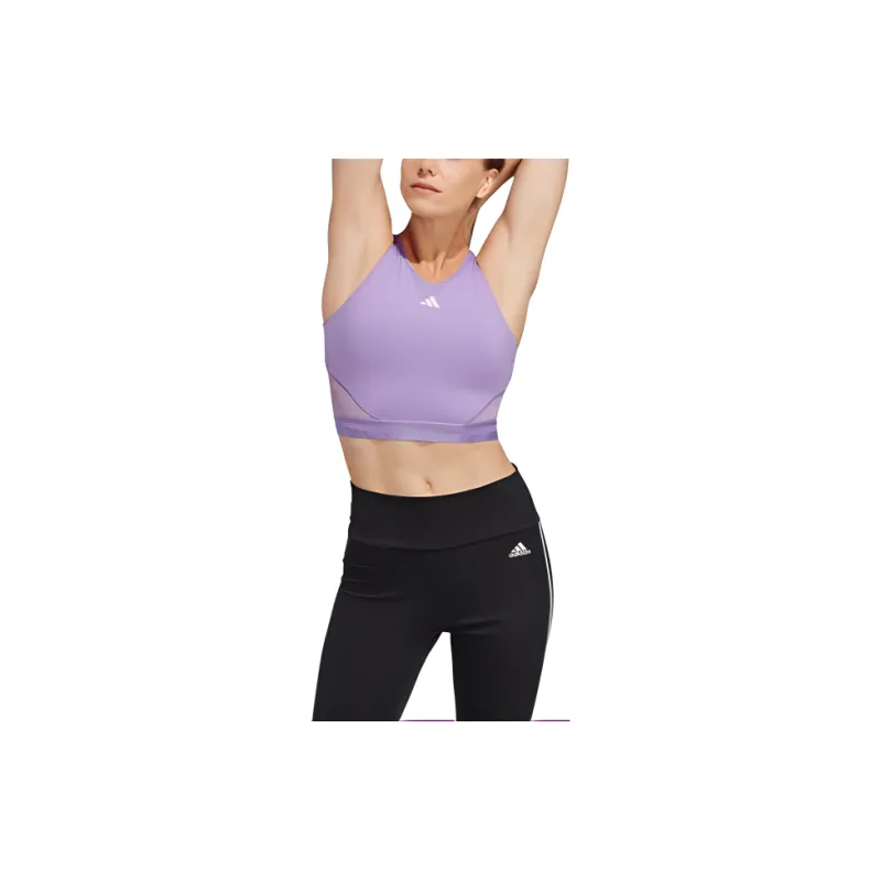 Adidas AEROREADY HYPERGLAM CROP TANK TOP Workout Clothing Women's Purple/White-2