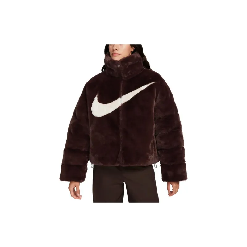 Nike Sportswear Essentials Oversized Faux Fur Puffer Jacket Light Orewood Brown-3