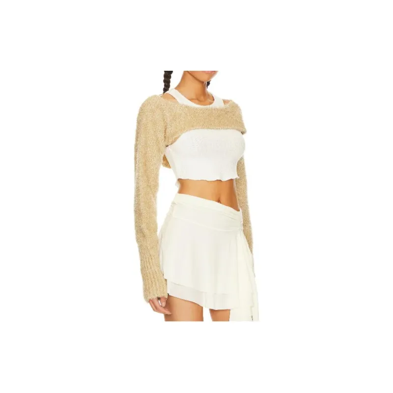 FREE PEOPLE Crop Tops Women's Beige-3