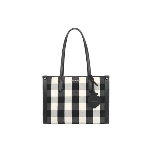 Kate Spade Fabric Tote Bag Shopping Bag Handbag Shoulder Bags Women's Black Ecru