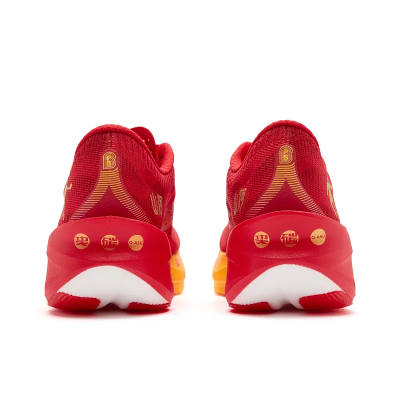 QIAODAN Flying Shadow PB4.0 Running Shoes Women's Low Top Tomato Red With Glass Yellow-4