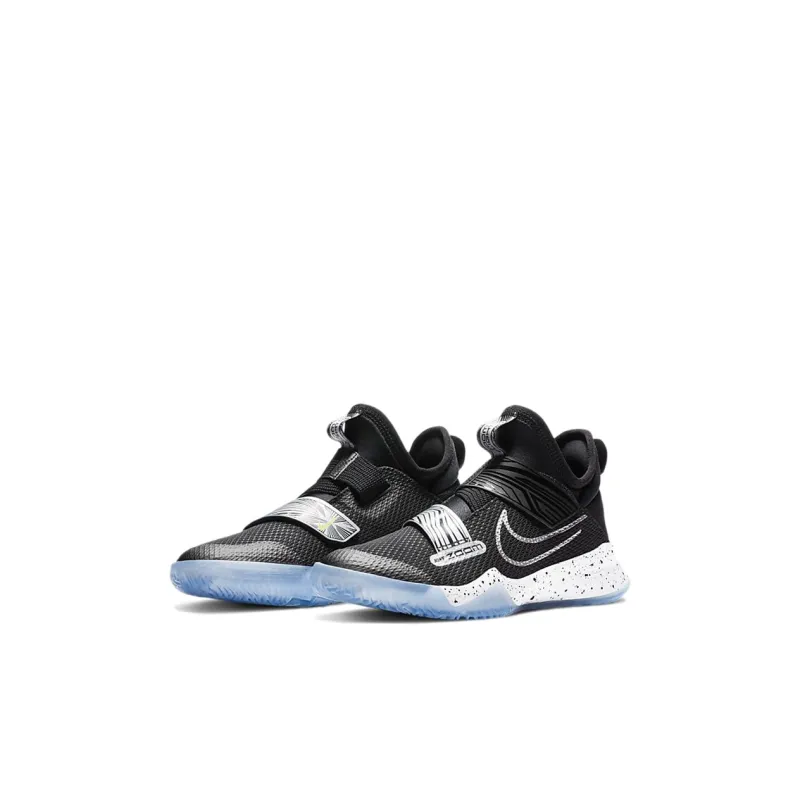 Nike GS Slip Resistant Cushioning Abrasion Resistant Low Top Children's Basketball Shoes Black White Kids'-2