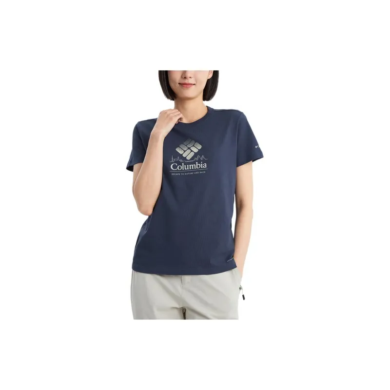 Columbia Transit T Shirt Women's Navy Blue-4