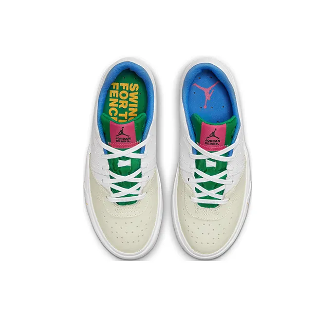 Jordan Series Air Jordan Series Anti Slip Wear Resistant Low Top Kids' Skateboarding Shoes White Green Blue Unisex-2
