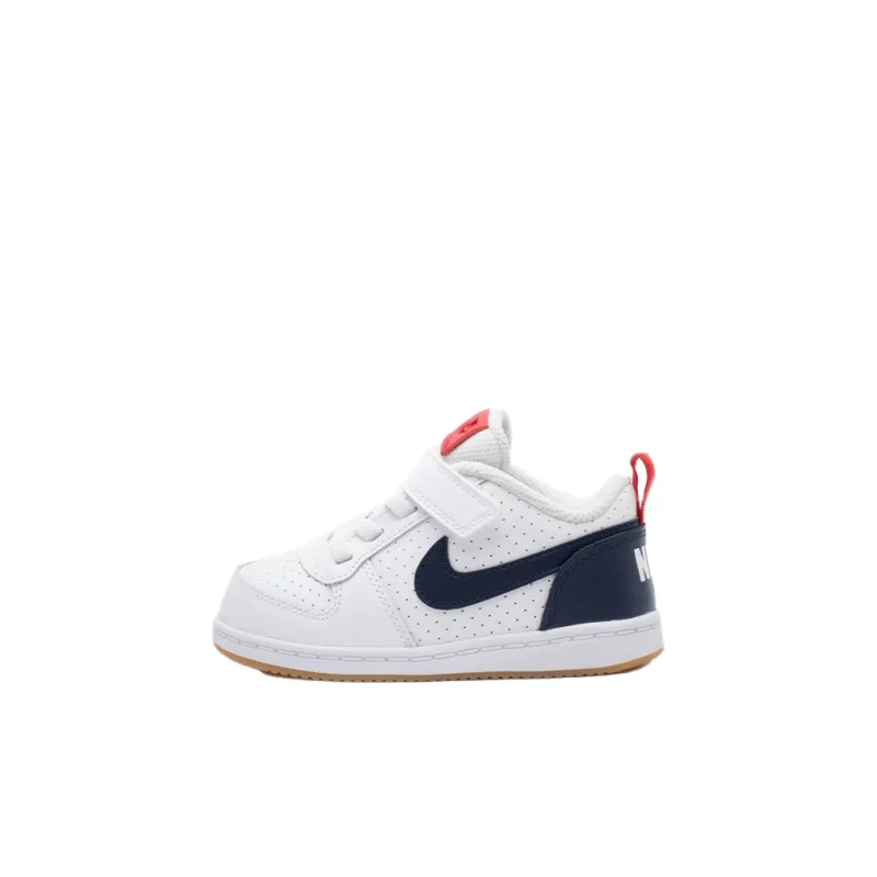 Nike Court Borough Low Top Skateboard Shoes White Blue Red Infant And Toddler-0