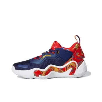 LEGO x Adidas D.O.N. Issue #3 J Anti-Slip Wear-Resistant Mid-Top Children's Basketball Shoes Blue Red Teenagers