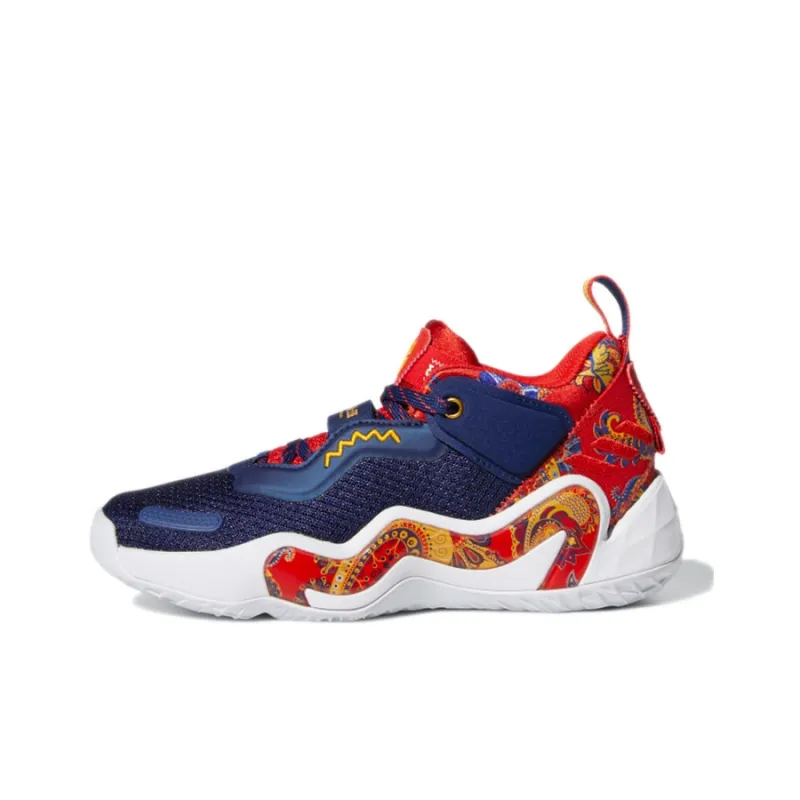 LEGO x Adidas D.O.N. Issue #3 J Anti-Slip Wear-Resistant Mid-Top Children's Basketball Shoes Blue Red Teenagers-0