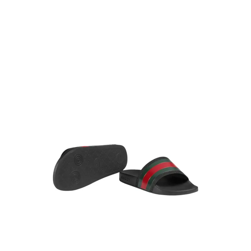 GUCCI CHILDREN'S RUBBER SLIDES WITH WEB-4