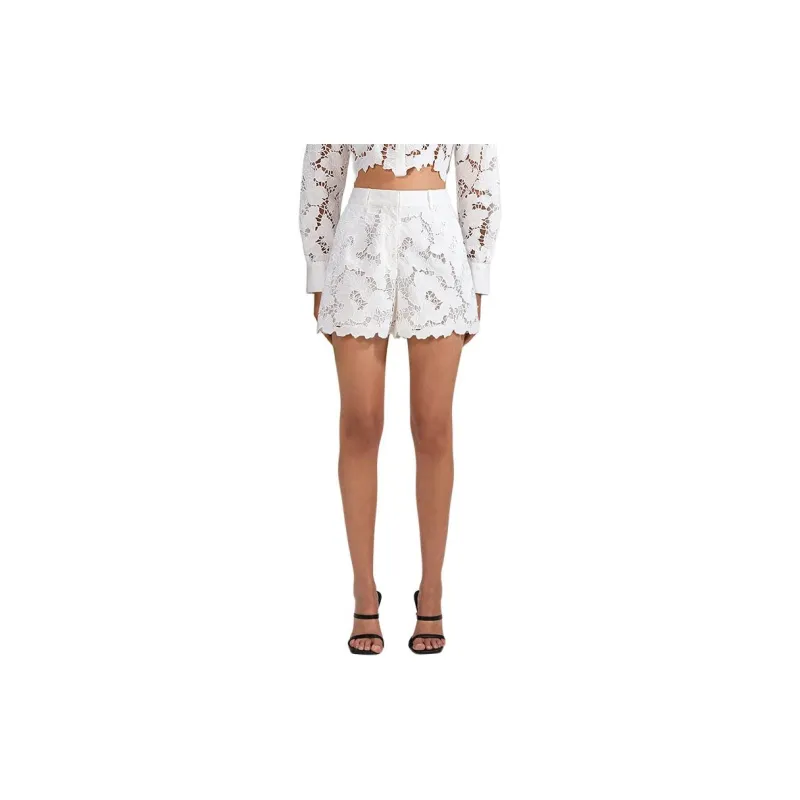 Self portrait Casual Shorts Women's Pure White-1