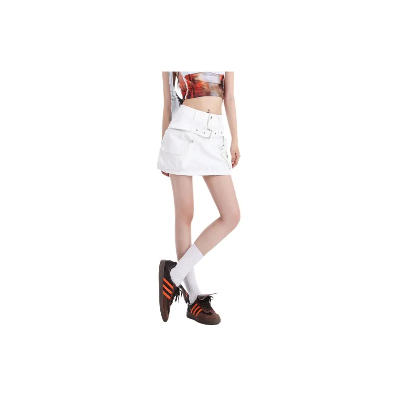 ZAVK Cargo Short Skirts Women's White-4
