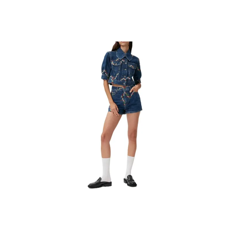 GANNI Denim Shorts Women's Blue-1