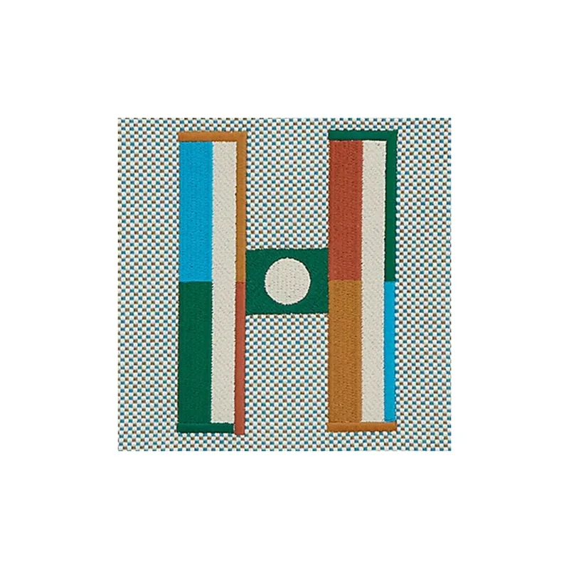 HERMES Cotton Storage Bag Clutch Tubas Women's Teal & Pebble Gray-2