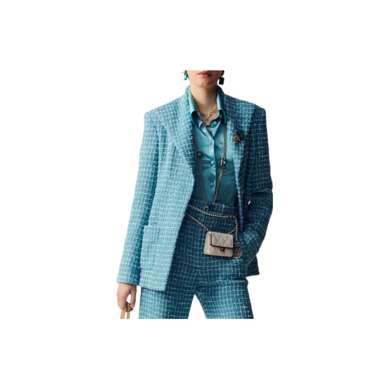 CHANEL SS23 Business Suit Coat Women's Blue-2