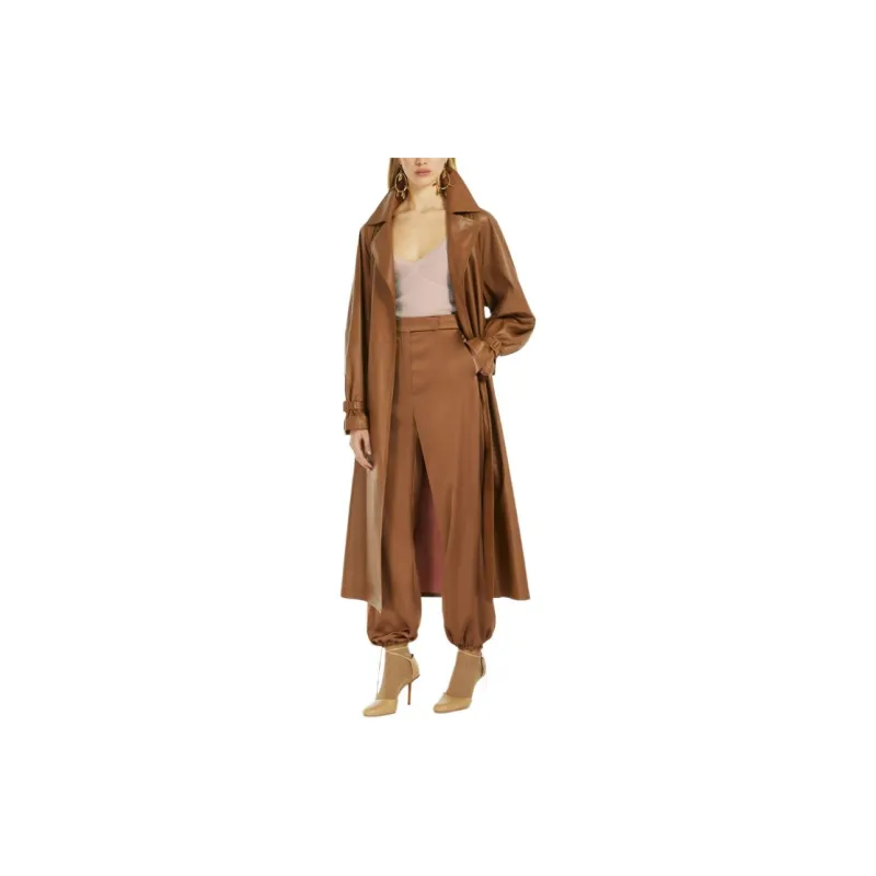 MaxMara Ande Collection Trench Coat In Matte Nappa Trench Coat Women's Brown-3