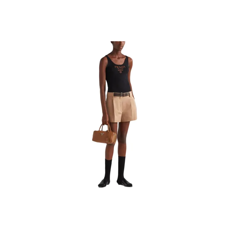 PRADA Logo-print Silk Tank Top-1