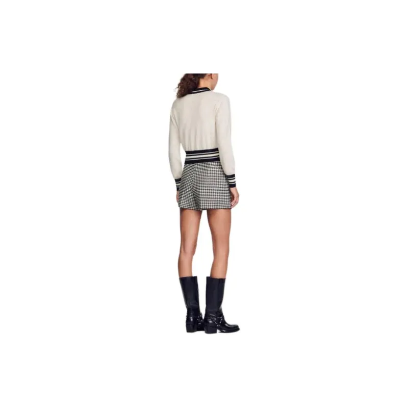 Sandro Two Tone Cardig Knitwear Women's Beige-2