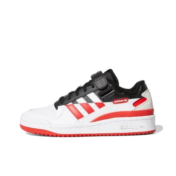 Adidas Originals FORUM Low J Anti Slip Anti Kick Low Top Skateboard Shoes White Black Red Teenagers