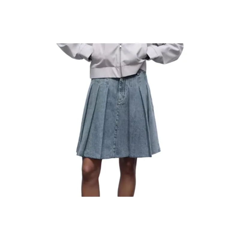 ZARA Denim Short Skirts Women's Blue-3