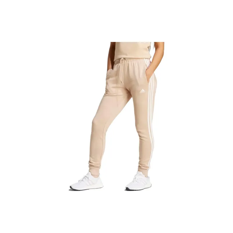 Adidas Essentials 3-Stripes French Terry Cuffed Pants Knitted Sports Pants Women's Khaki-1