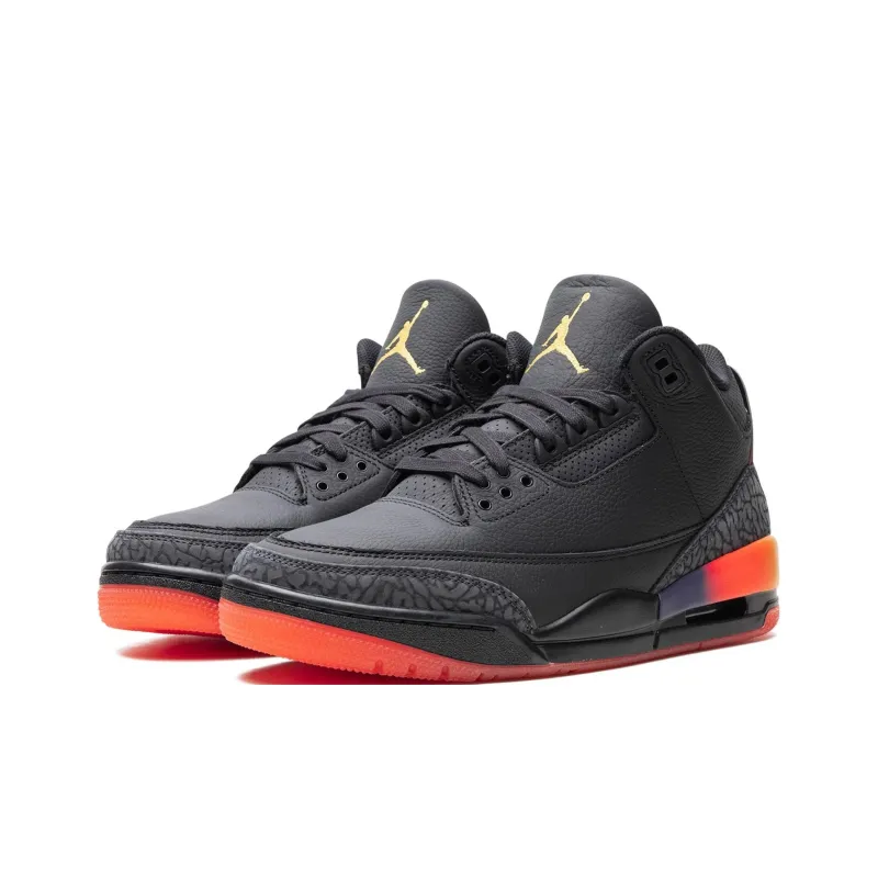J Balvin x Jordan Air Jordan 3 Cushioning Wear-Resistant High-Top Basketball Shoes Men's Black-2