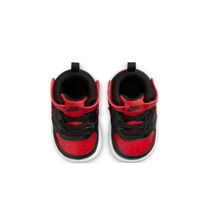 Nike Court Borough Mid 2 Slip-Resistant Cushioning Wear-Resistant Mid-Top Skateboard Shoes Black Red Infant And Toddler-3