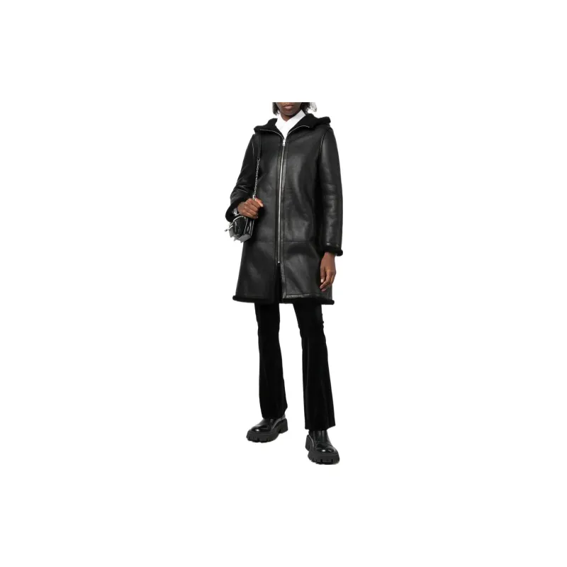 Maje Leather Jackets Women's Black-1