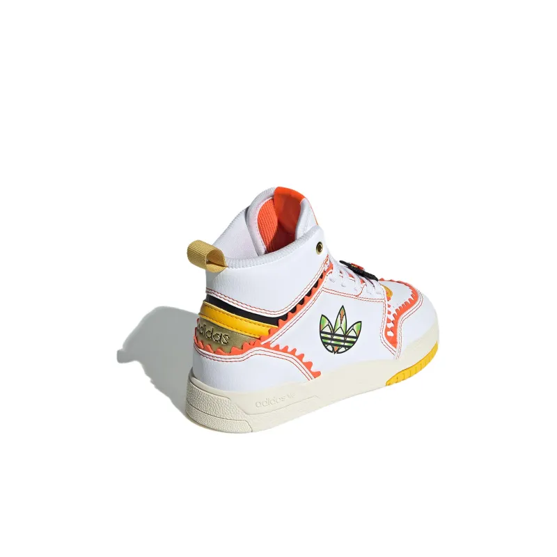 Adidas Originals Drop Step Abrasion Resistant High Top Kids' Skateboarding Shoes White Orange Kids-2