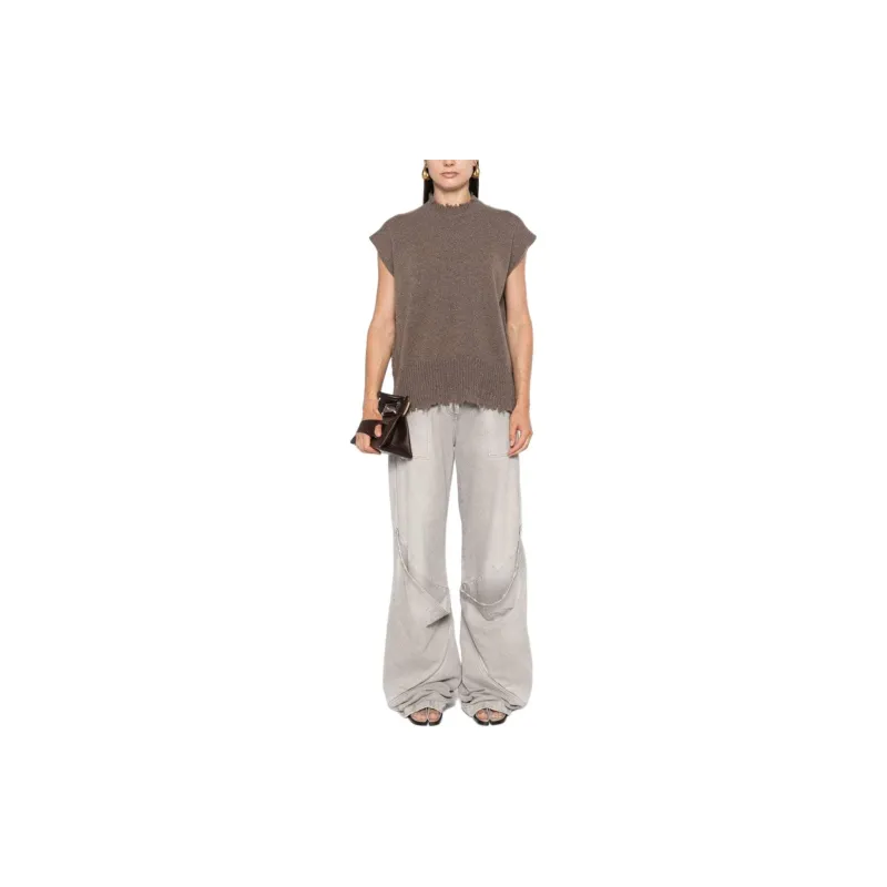 UMA WANG Frayed Knitted Sleeveless Top-1