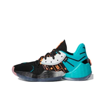 Adidas Harden Vol. 4 J Geek Up Cushioning Mid Top Children's Basketball Shoes Lake Blue Black Teenagers
