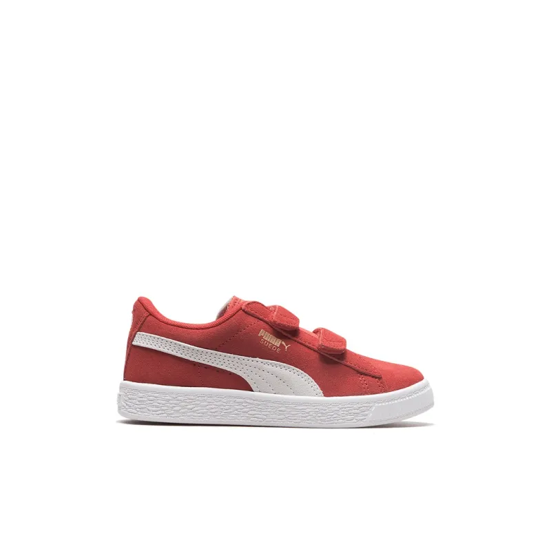 PUMA Suede 2 Straps Low Top Kids' Skateboarding Shoes Red White Children Aged 3 7 Years Old-1