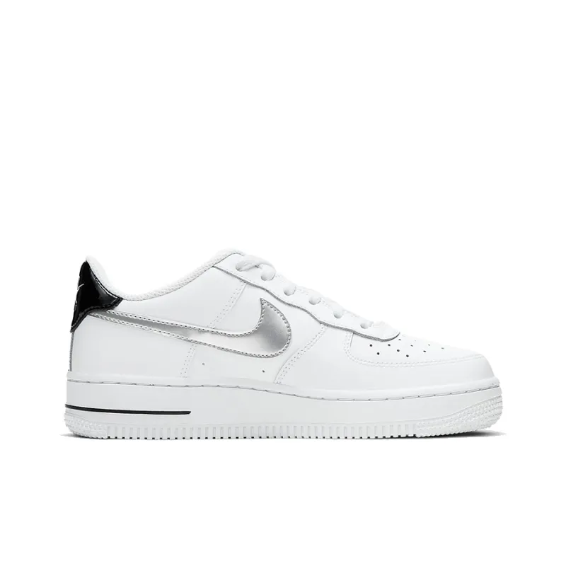 Nike Air Force 1 Low White Black Metallic Silver GS-1