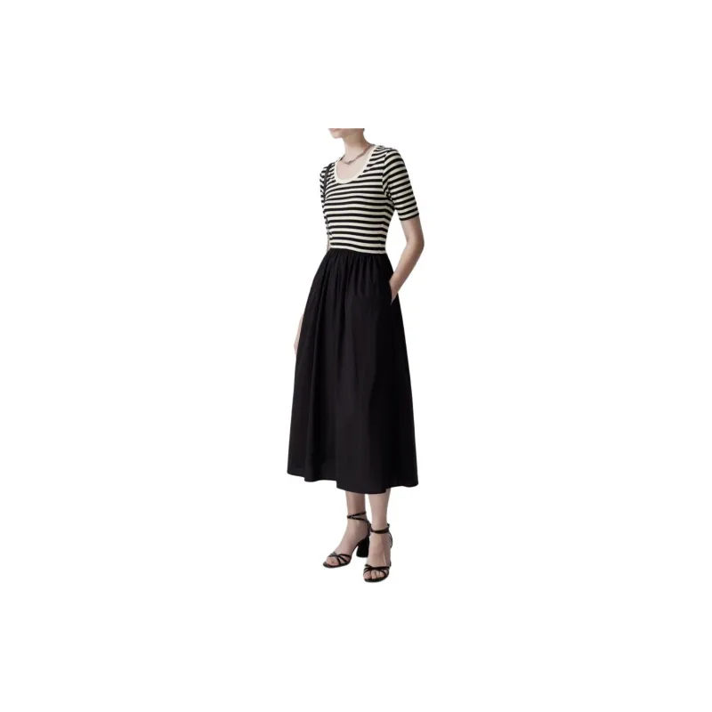 DKNY Short Sleeved Dress Women's Black White-3