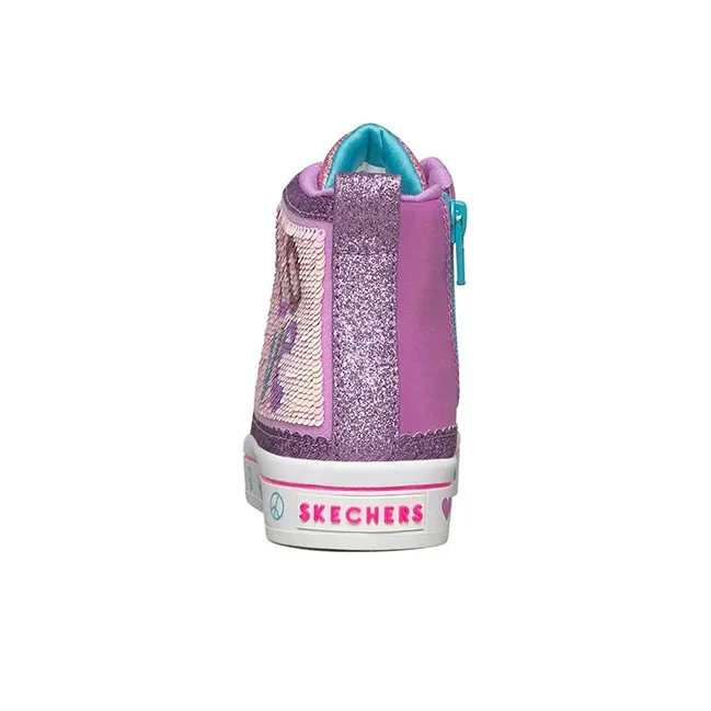 Skechers Twi- Lites 2.0 Anti-Slip Wear-Resistant High-Top Kids' Skateboarding Shoes Pink Blue Teenagers-3