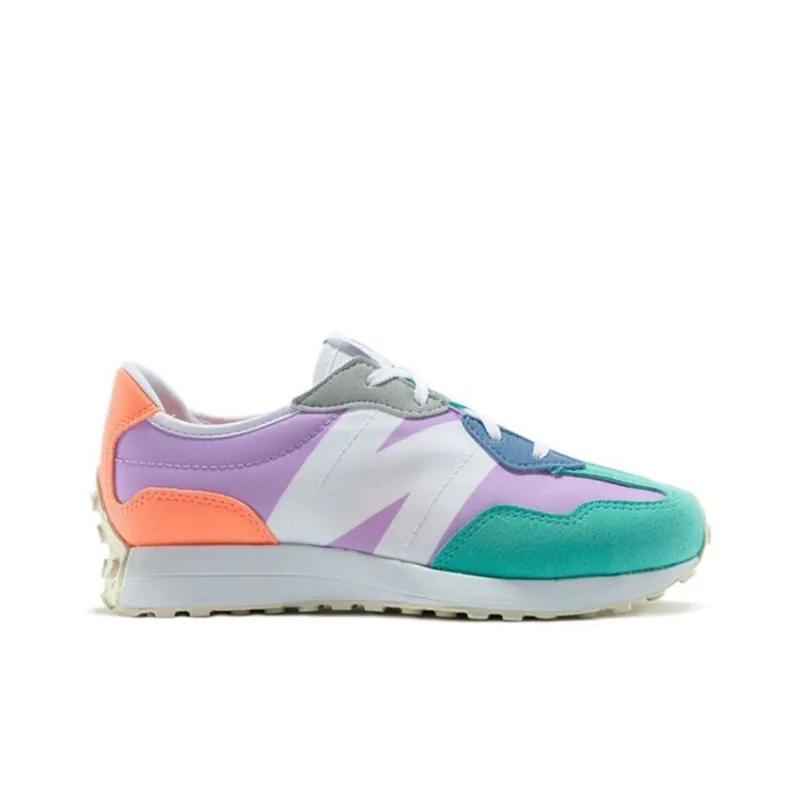 New Balance NB 327 Slip Resistant And Breathable Low Top Running Shoes White Purple Teenagers-1