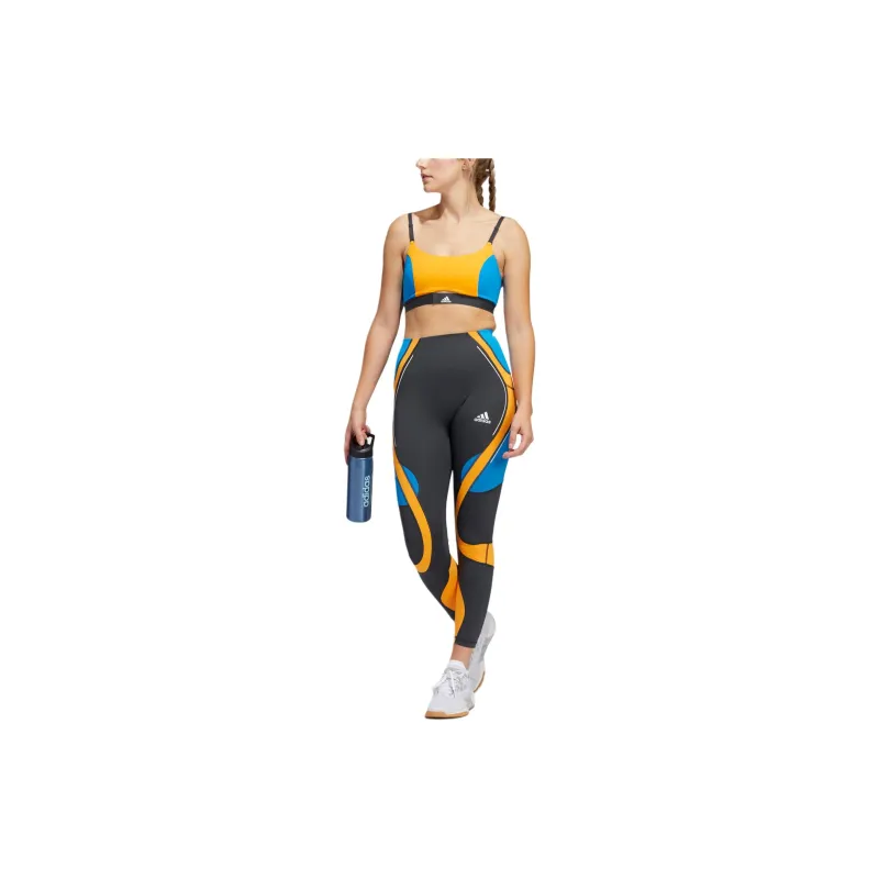 Adidas AEROIMPACT TRAINING BRA Sports Underwear Women's Orange/Yellow Bright Blue Carbon Black-4