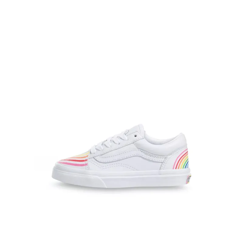 Flour Shop x Vans Old Skool Low-Top Kids' Skateboarding Shoes White Rainbow Children Aged 3-7 Years Old-0
