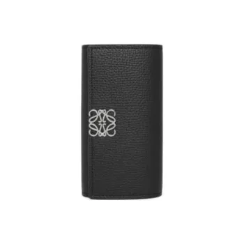 LOEWE Anagram Pebble Texture Calfskin Key Pouch Regular Women's Black