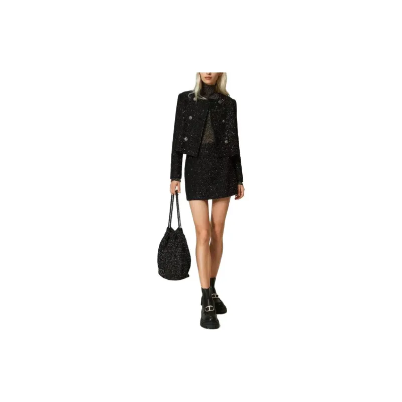 Twinset Double breasted Paillette Cropped Jacket-1