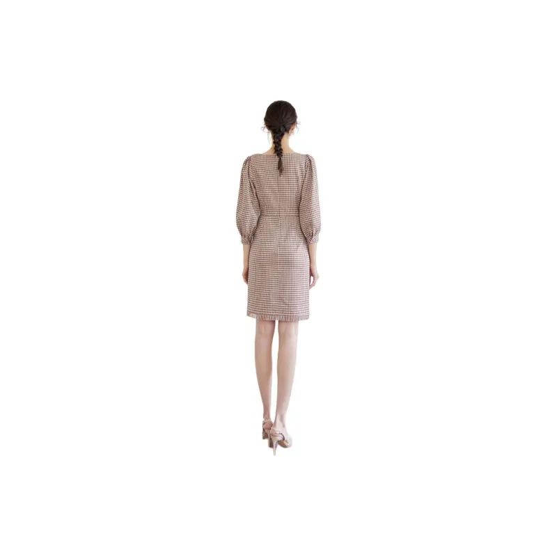 ROEYSHOUSE Long Sleeved Dress Women's Plaid-3