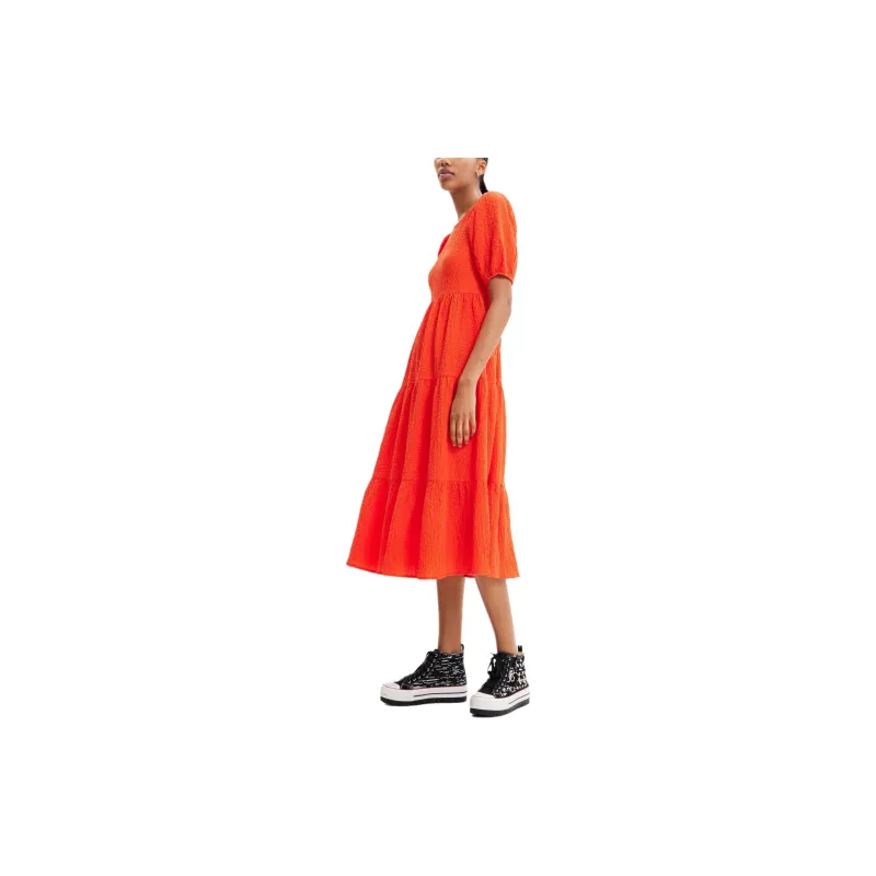 Desigual Short Sleeved Dress Women's Orange-3